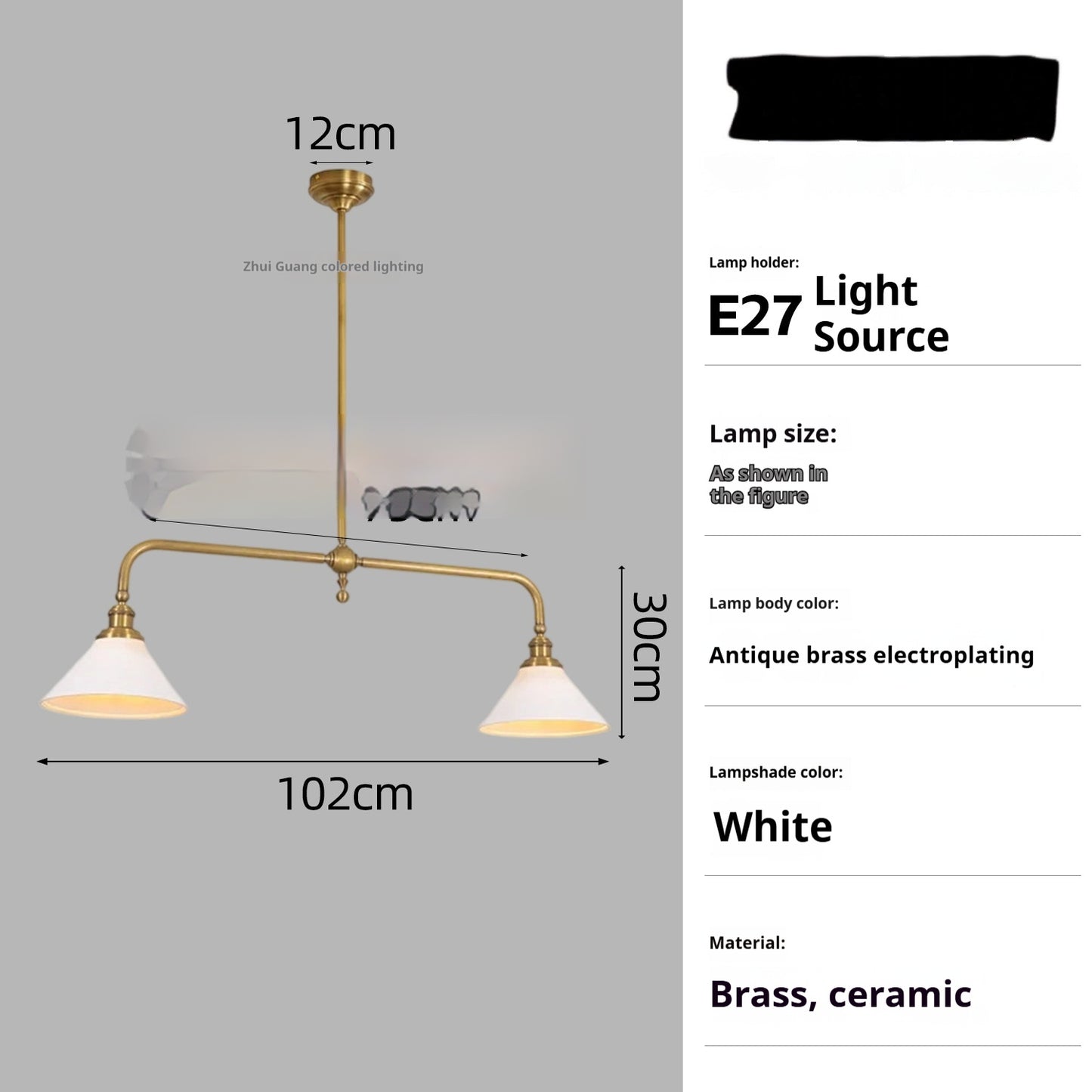 All Copper American Simple Retro Restaurant Kitchen Island Linear Chandelier