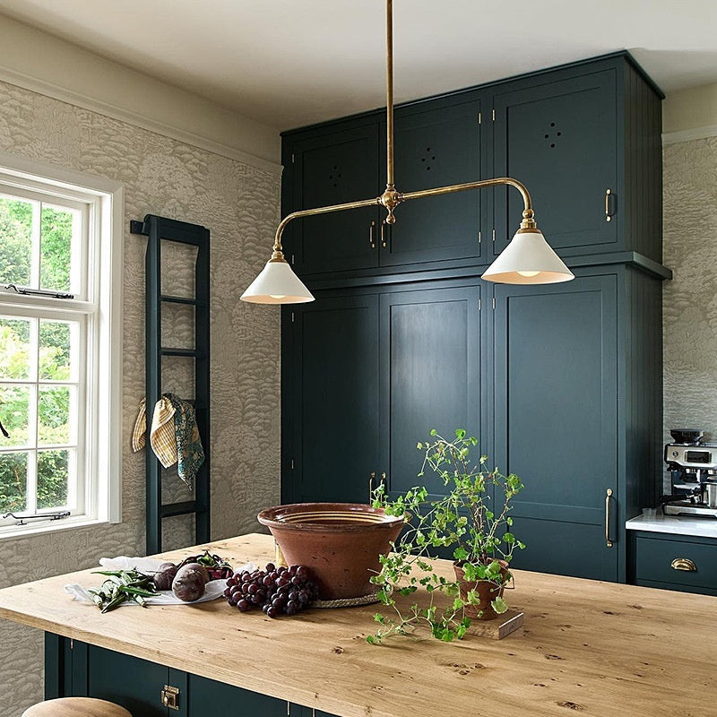 All Copper American Simple Retro Restaurant Kitchen Island Linear Chandelier