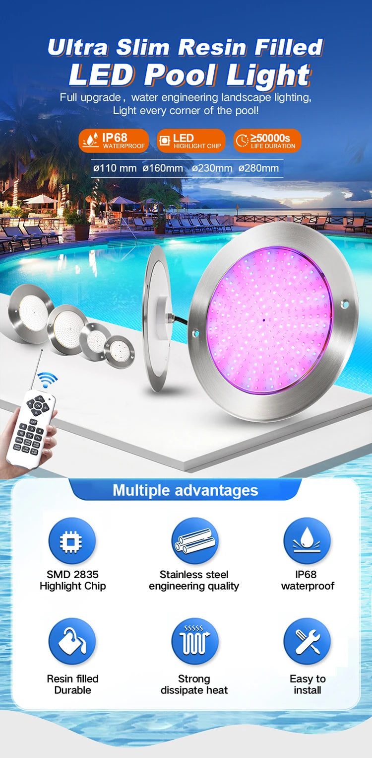 Smart RGB LED Underwater Swimming Pool Light 12V