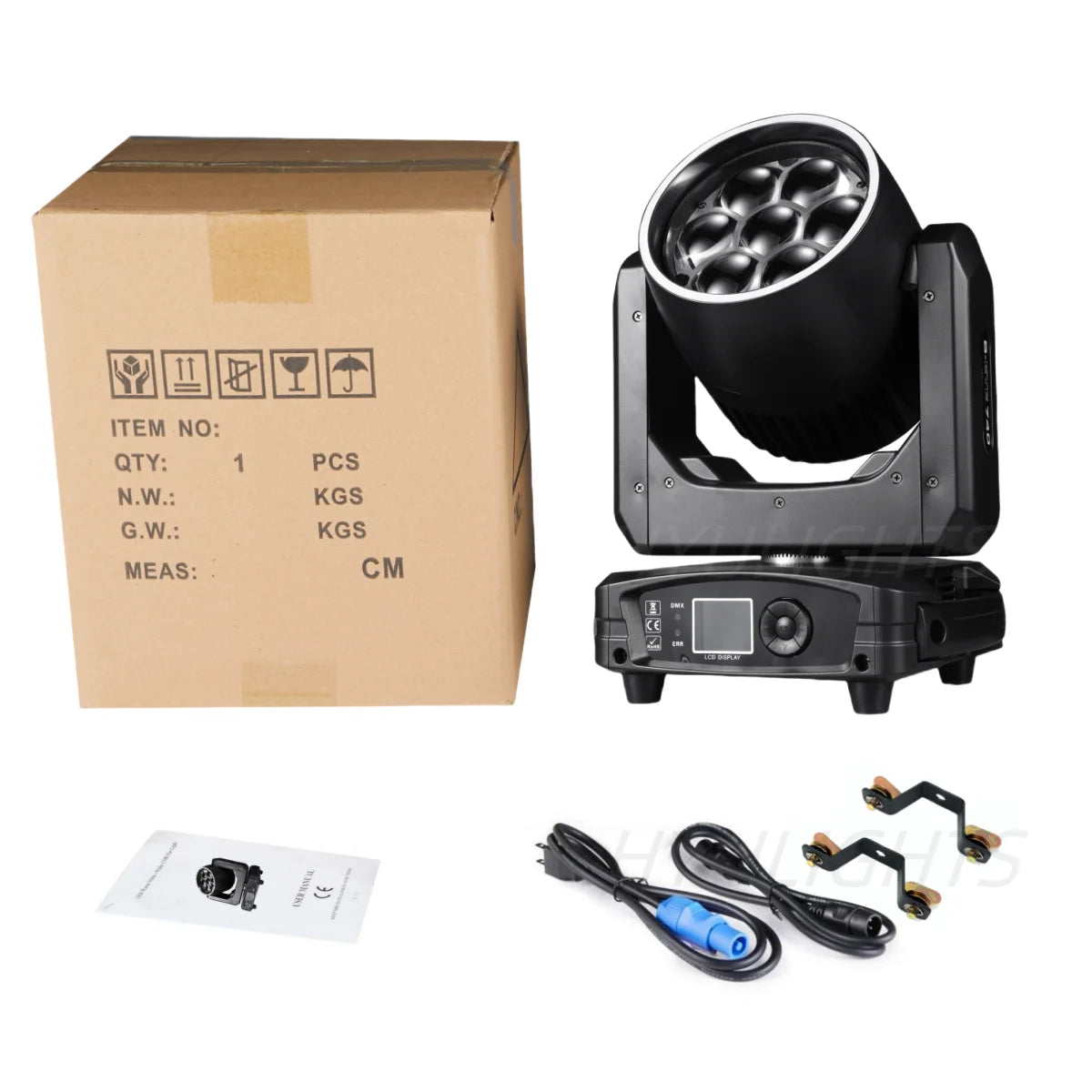 7×40W RGBW 4-in-1 LED Moving Head Light