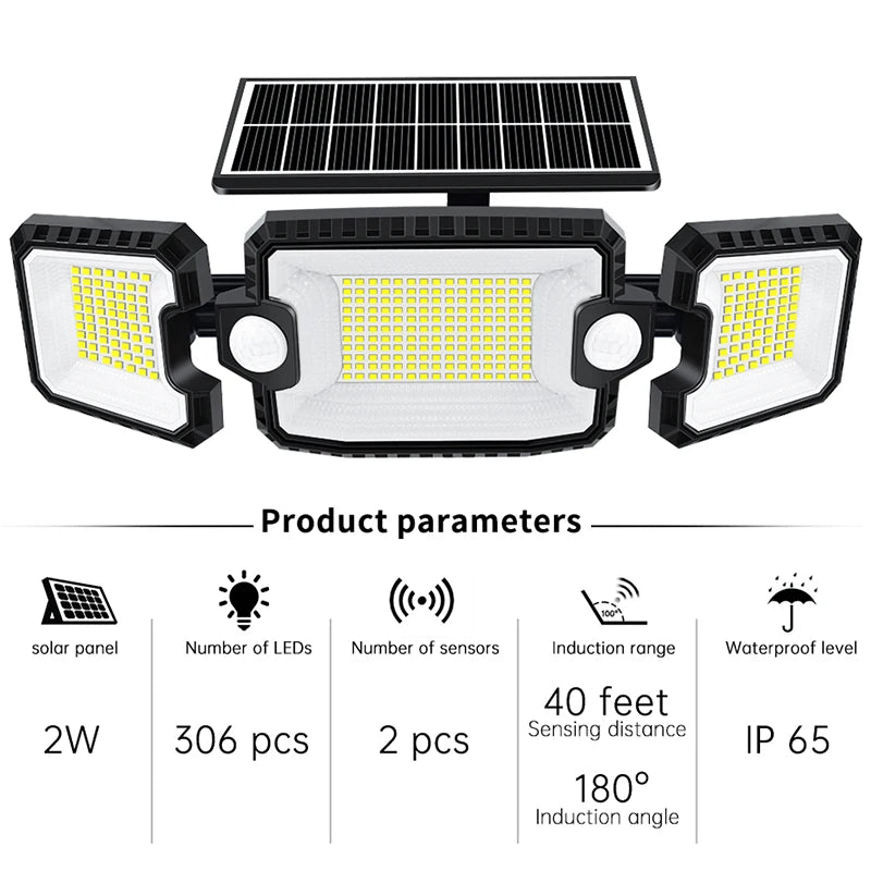 Solar Outdoor 305 LED Security Flood Lights