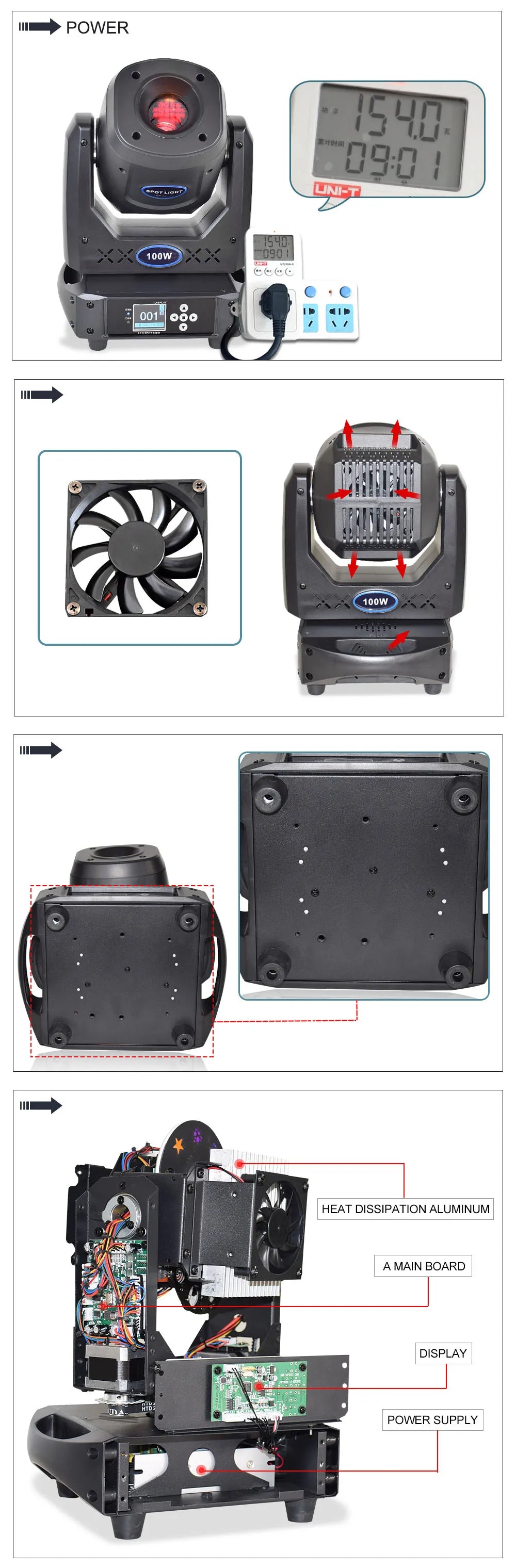 LED Spot 100W Moving Head Light with 8-Face Prism