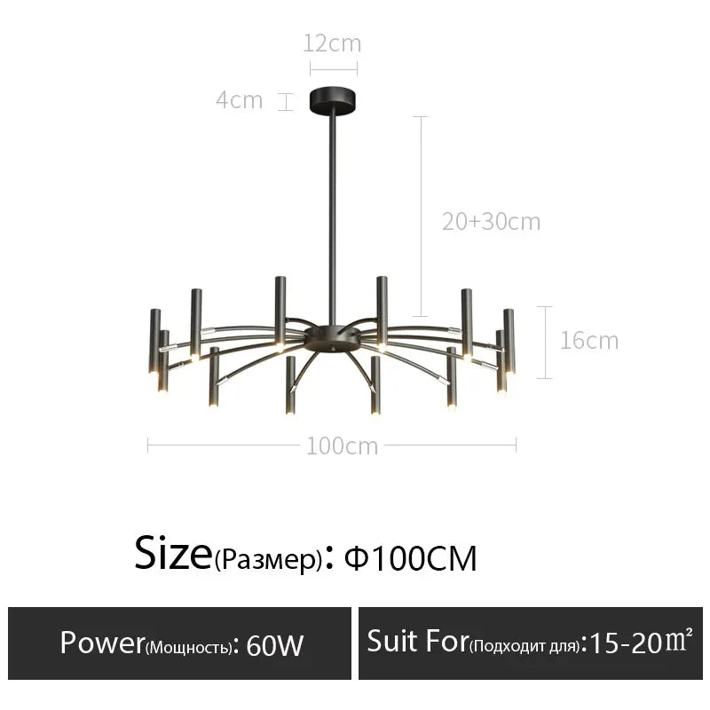 Modern Black Metal Ceiling Spotlight Chandelier
