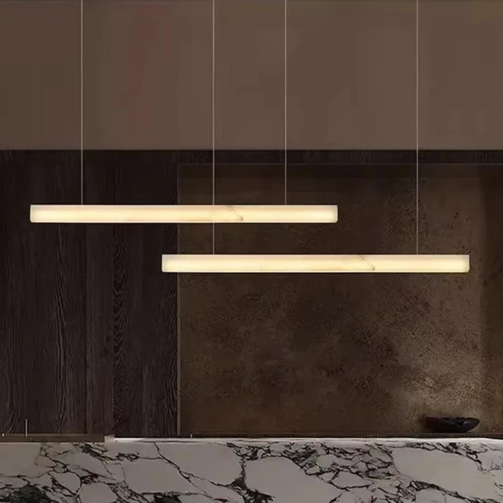 Simple Natural Marble Rectangle Chandelier