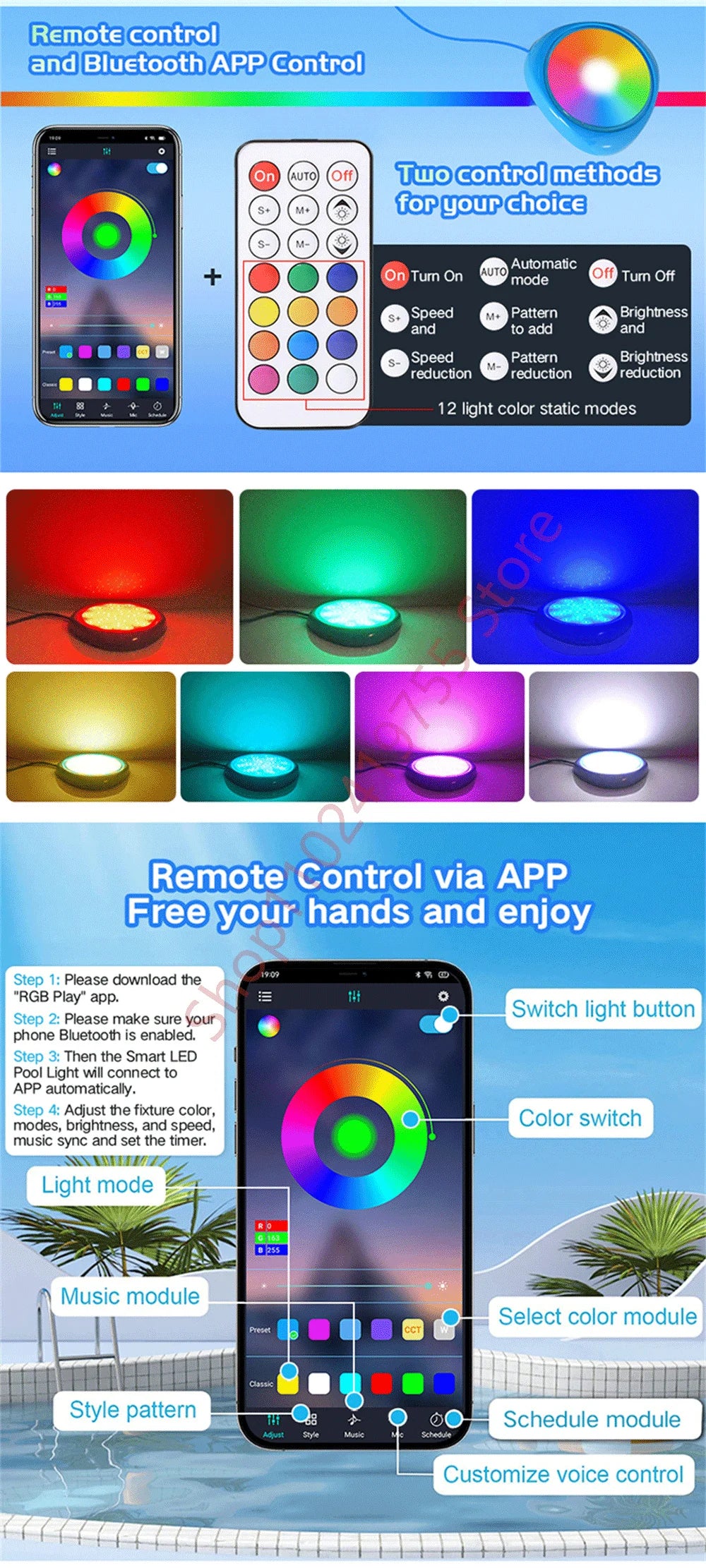 Smart RGB LED Underwater Pool Light 12W–25W