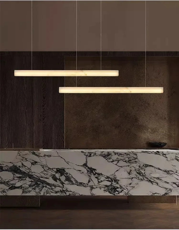 Simple Natural Marble Rectangle Chandelier