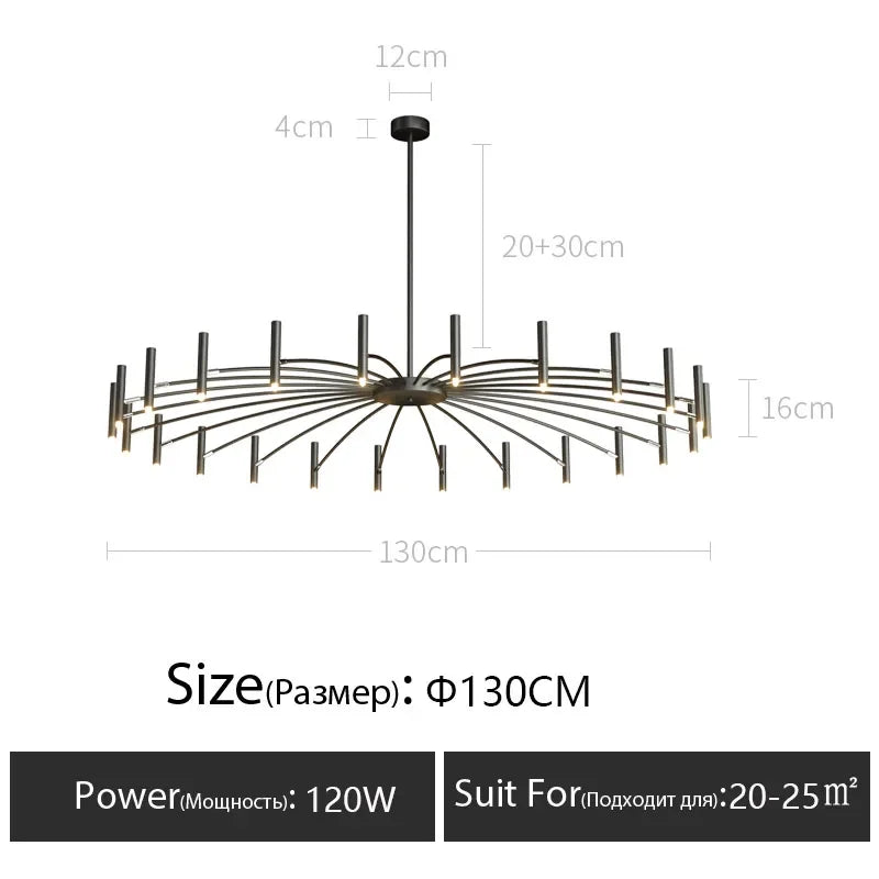 Modern Black Metal Ceiling Spotlight Chandelier