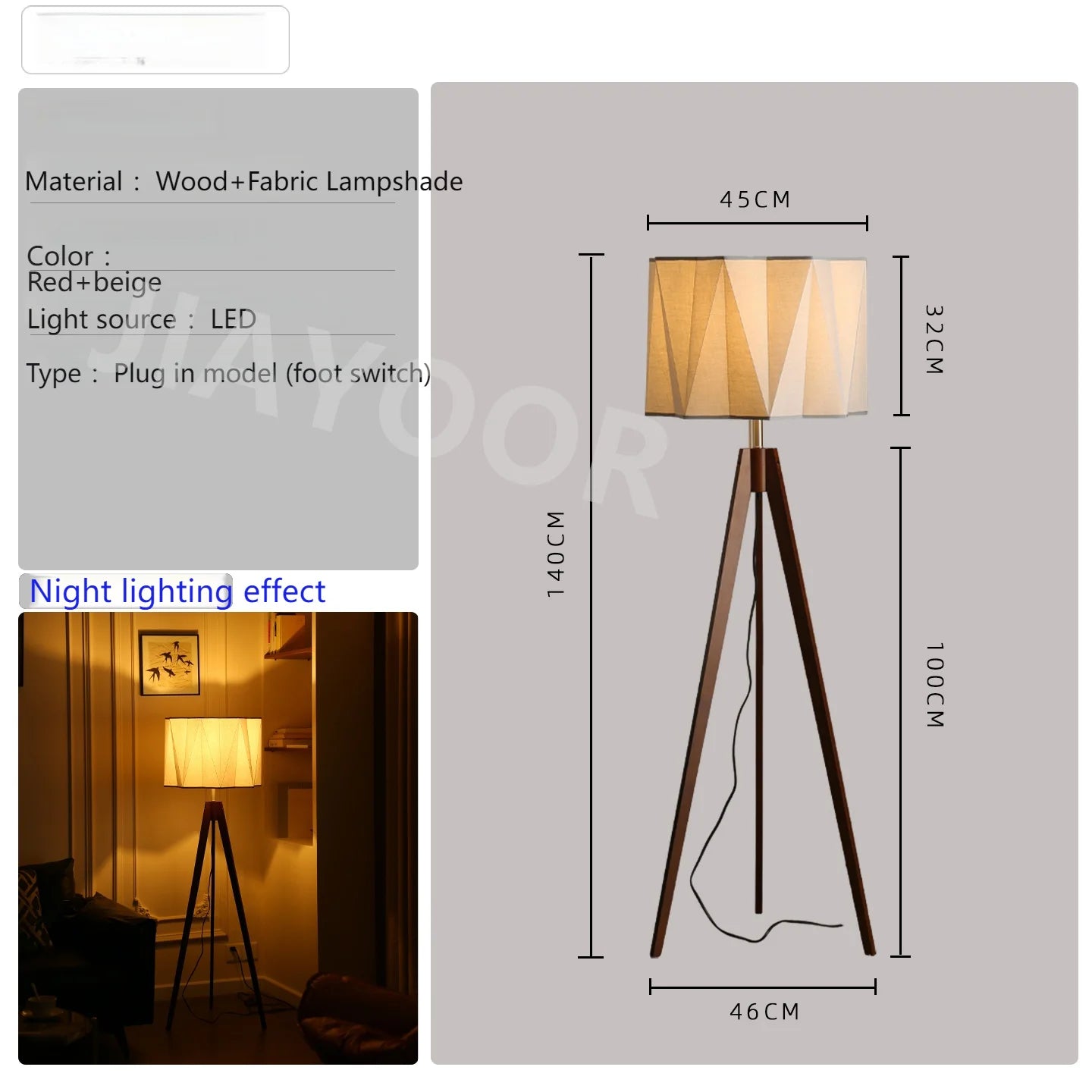 Antique Style Solid Wood Floor Lamp