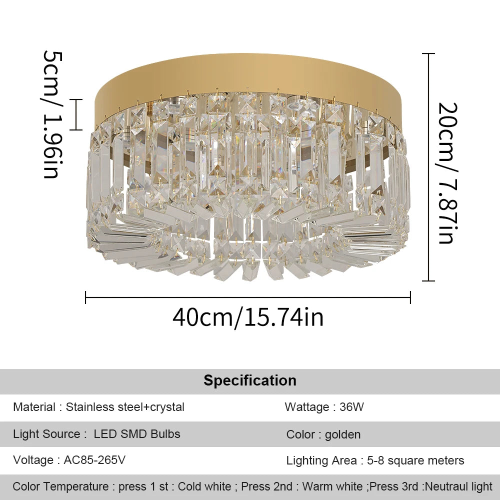 Crystal LED Ceiling Lamp – Adjustable Light Modes, Modern Design
