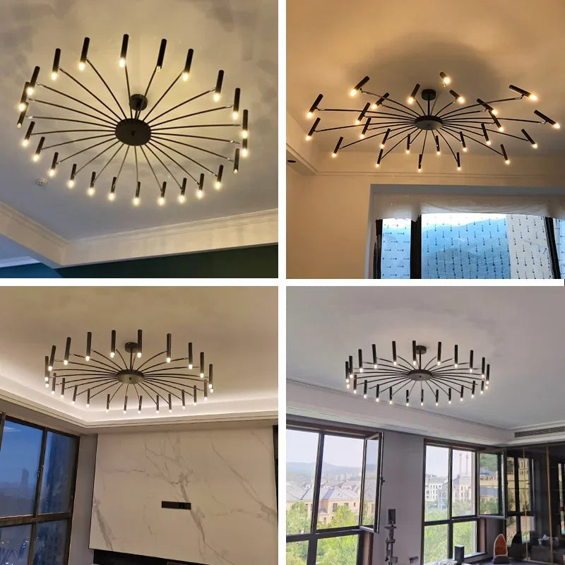 Modern Black Metal Ceiling Spotlight Chandelier