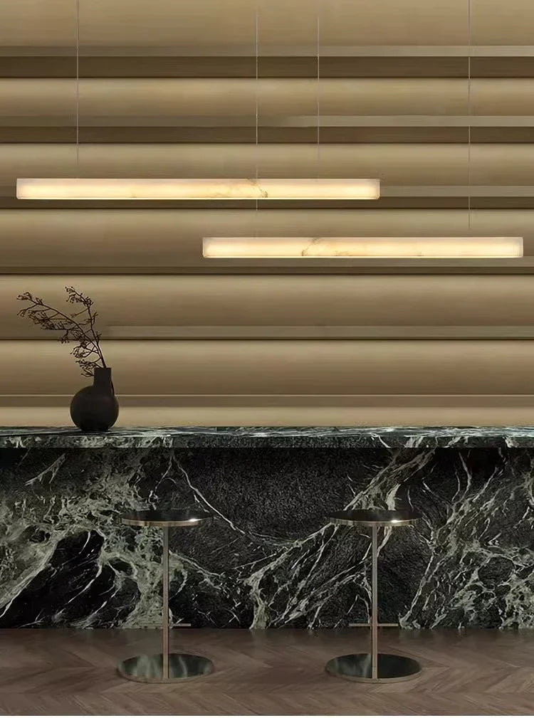 Simple Natural Marble Rectangle Chandelier