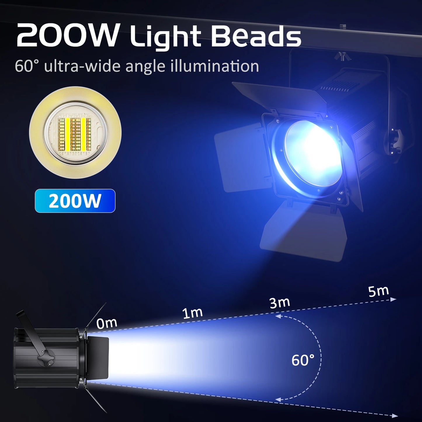 200W 6-in-1 RGBWA+UV COB Par Lights