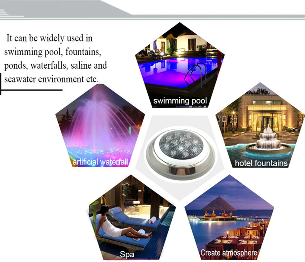 Stainless Steel RGB LED Underwater Pool Light 12V