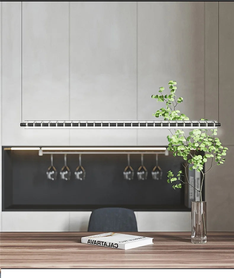 Minimalist Long Glass LED Chandelier
