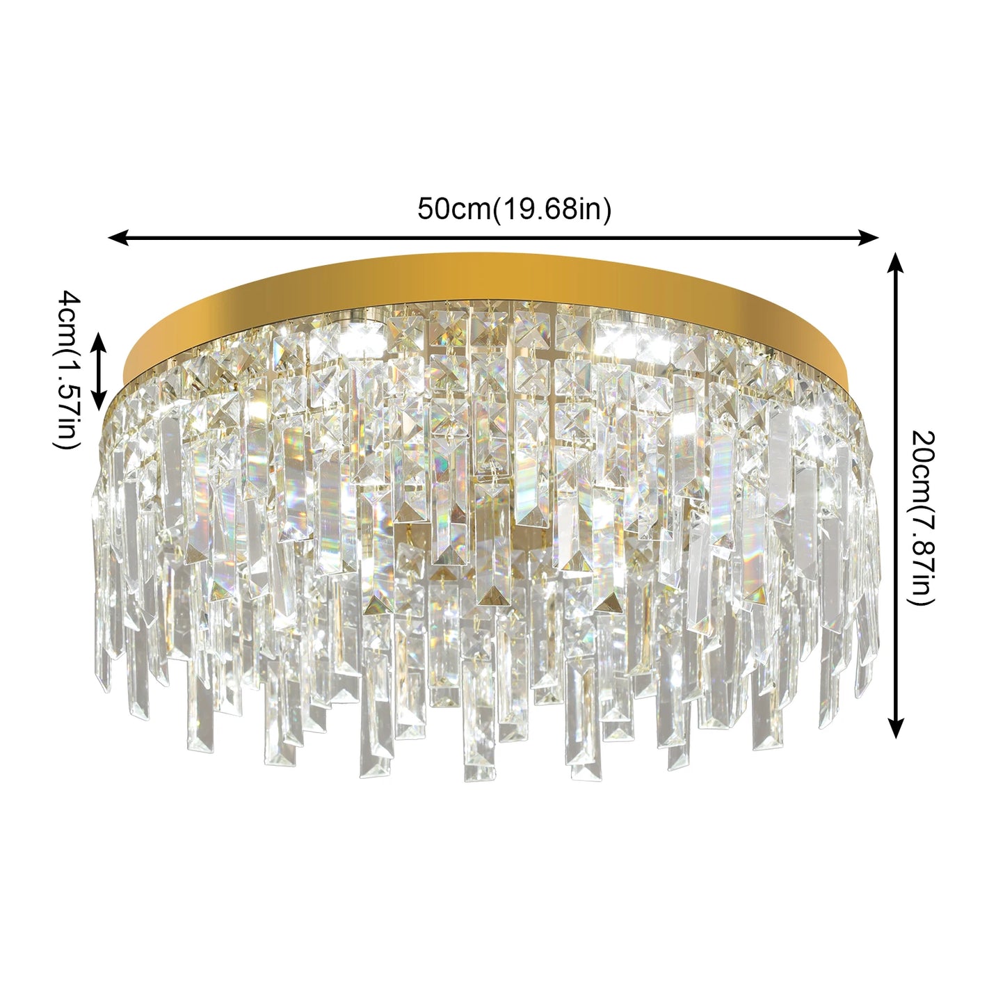 Luxury Gold LED Ceiling Light with Dual-Direction Crystal Shade and Adjustable Color Modes