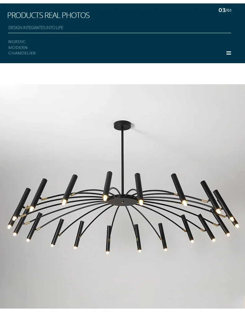 Modern Black Metal Ceiling Spotlight Chandelier