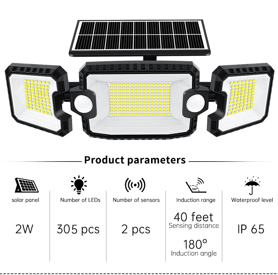 Solar Outdoor 305 LED Security Flood Lights