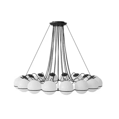 Simple White Glass Ball Chandelier