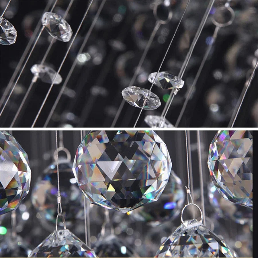 Luxury Crystal Rain Drop Spiral Pendant Lamp Ceiling Chandelier Dia 31.5 inch Stair Lobby Hall Chandelier LED
