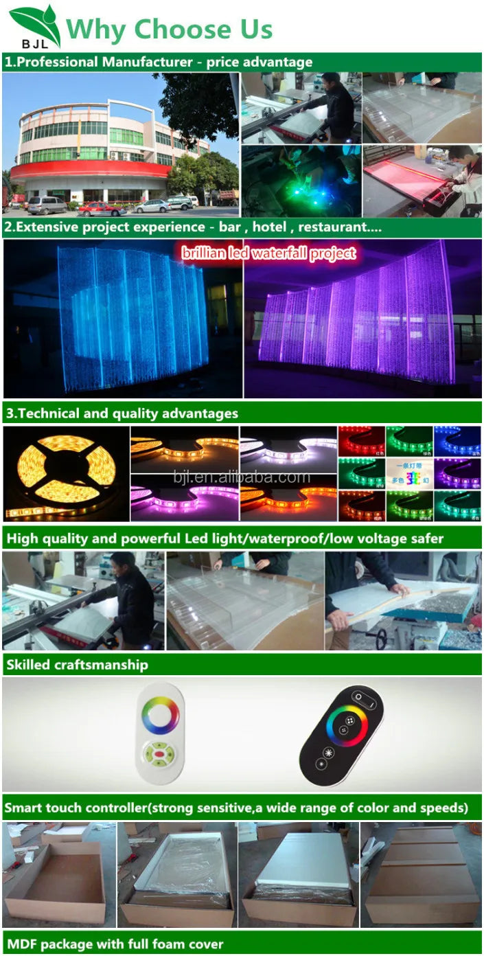 Custom Modern LED Color-Changing Water Bubble Wall