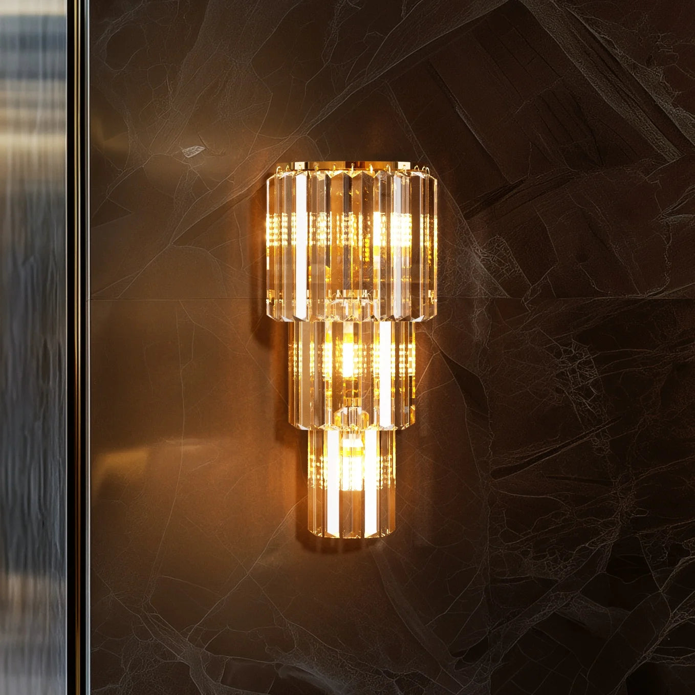 Modern Crystal LED Wall Lamp with Vertical 19x50cm Design