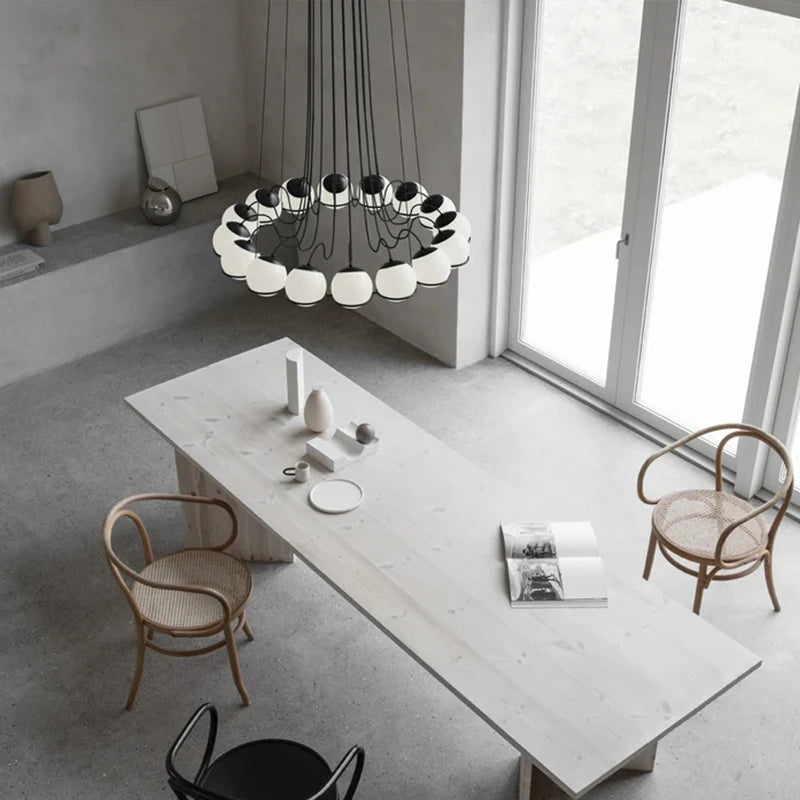 Simple White Glass Ball Chandelier