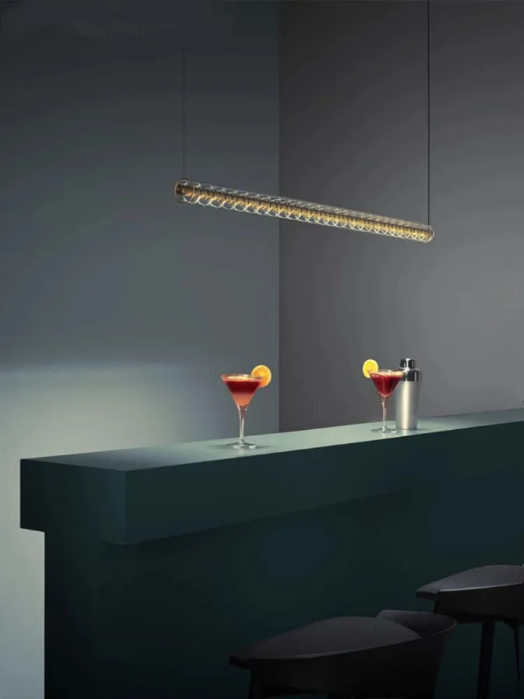 Minimalist Long Glass LED Chandelier