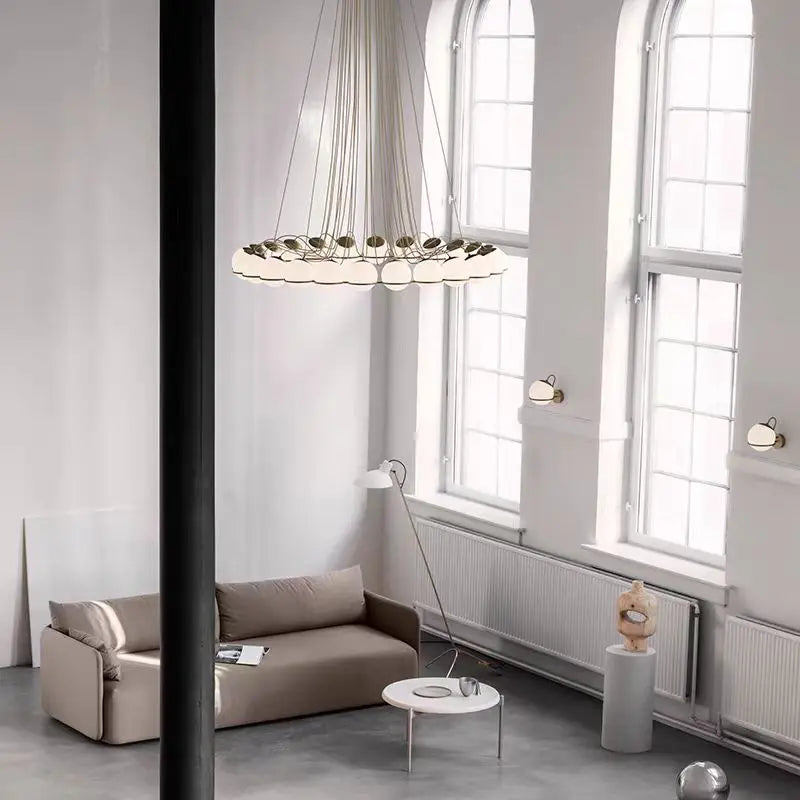 Simple White Glass Ball Chandelier
