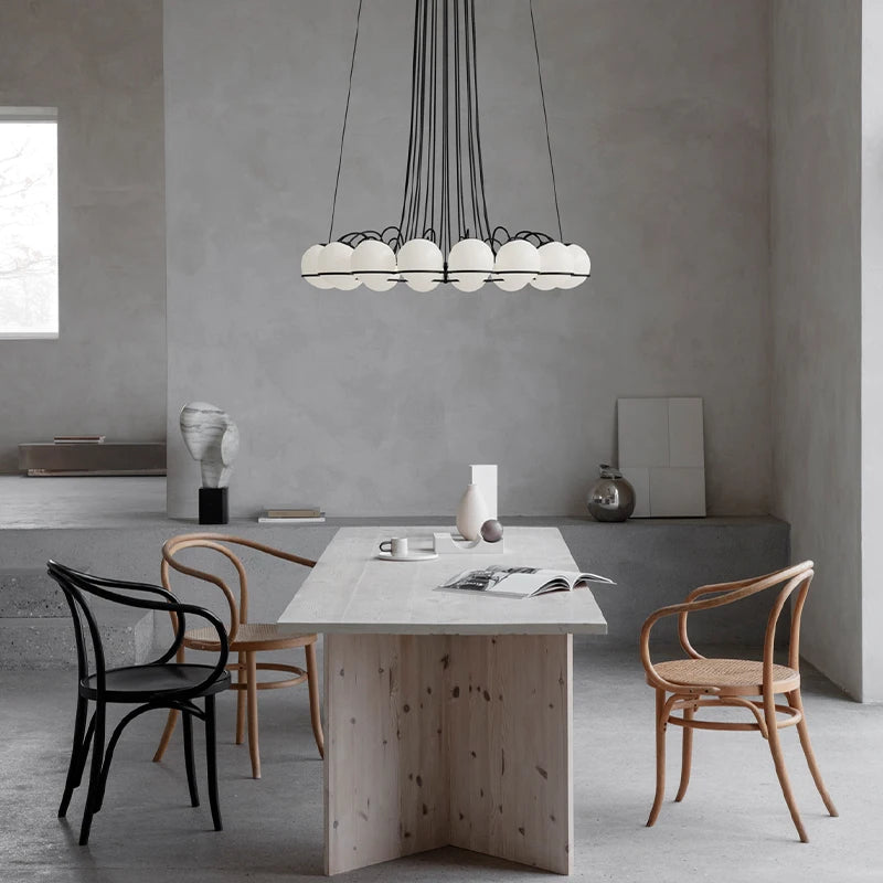 Simple White Glass Ball Chandelier