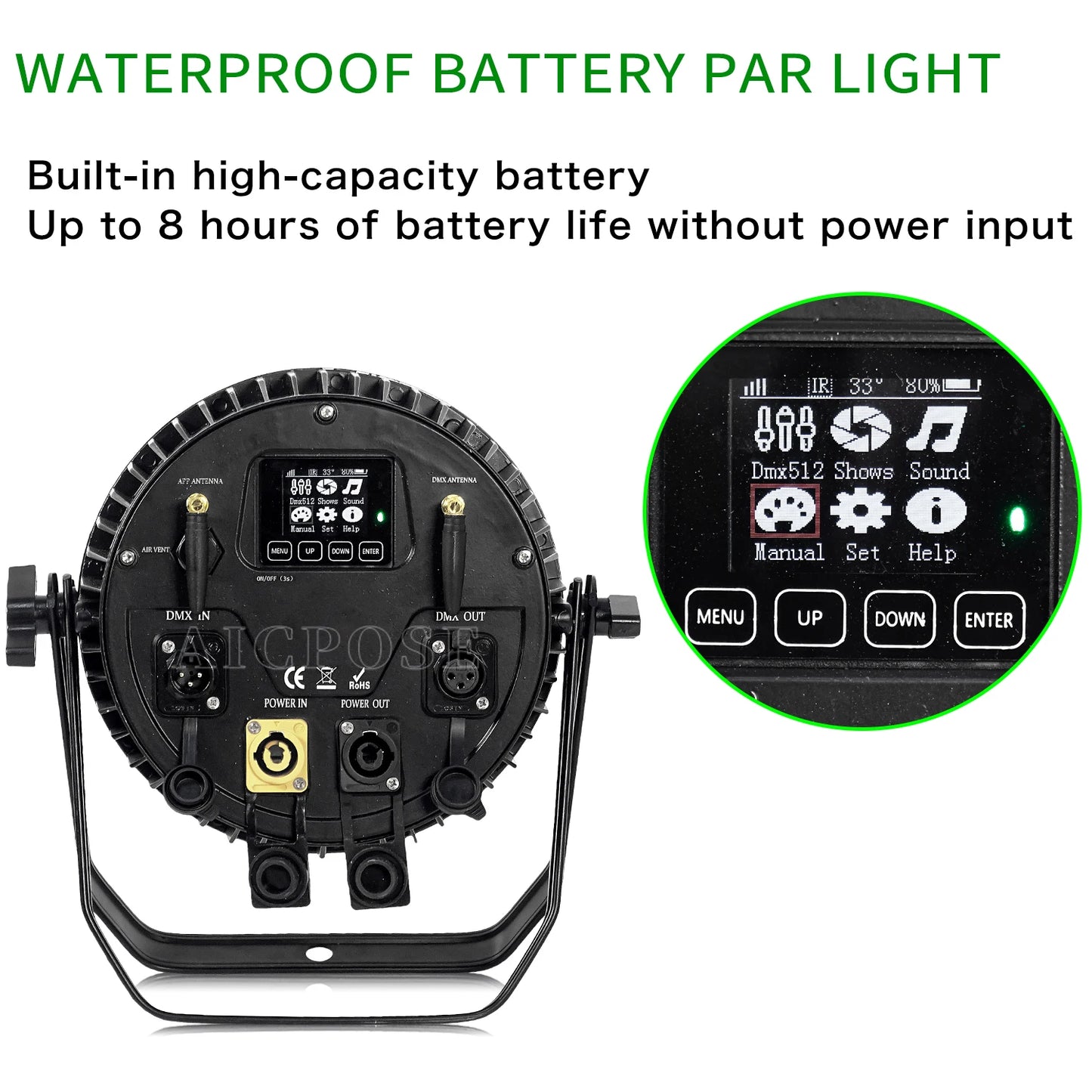 IP65 Waterproof Wireless Battery LED Par Light