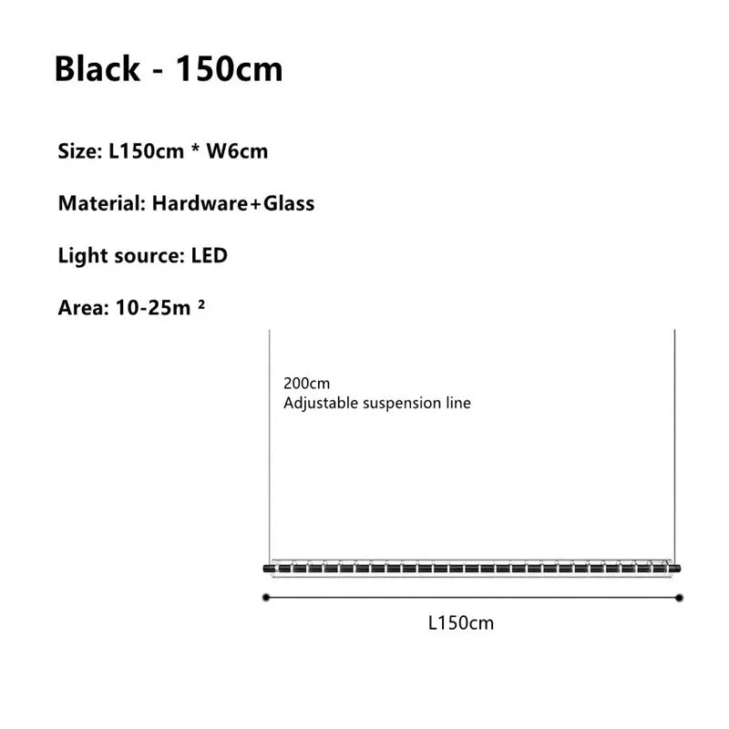 Minimalist Long Glass LED Chandelier
