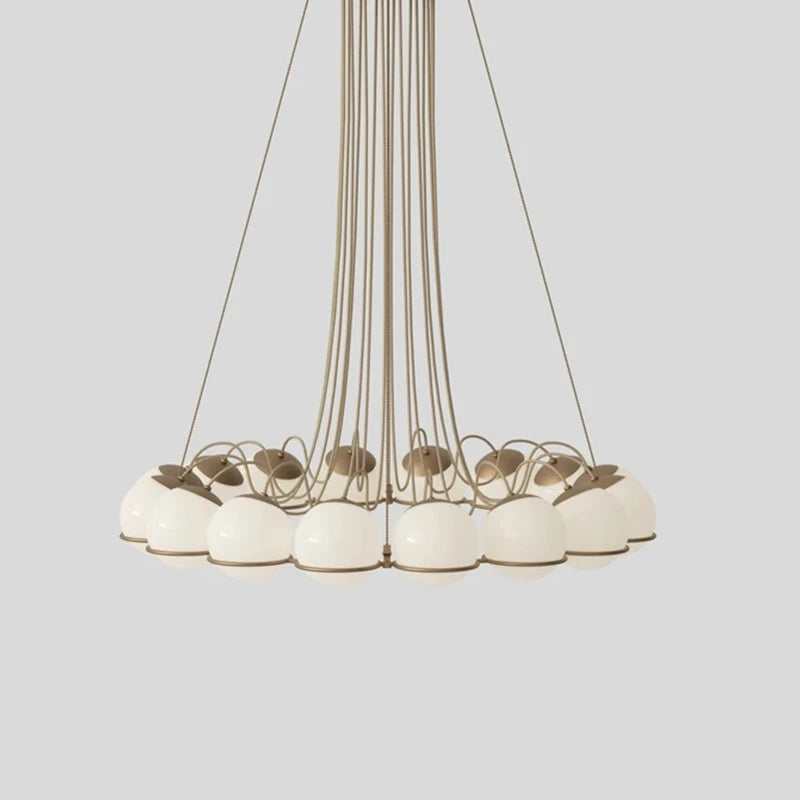 Simple White Glass Ball Chandelier
