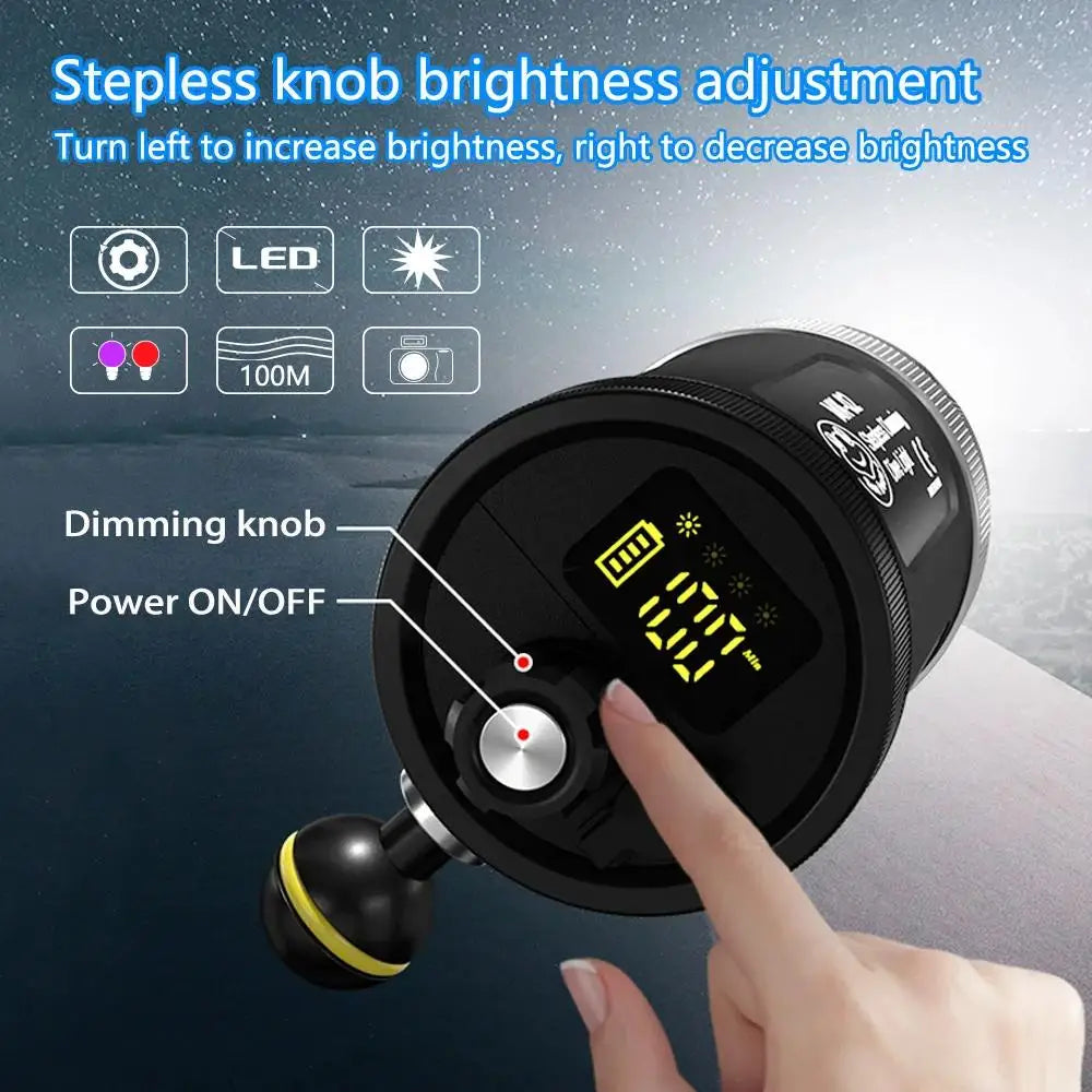 MK-02 100M-Depth Waterproof Diving Flashlight