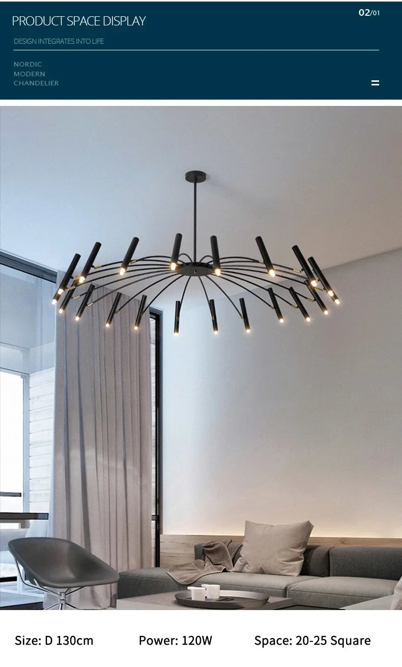 Modern Black Metal Ceiling Spotlight Chandelier