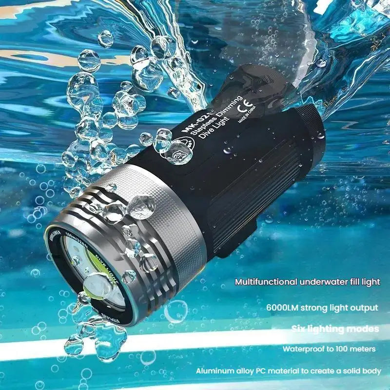 MK-02 100M-Depth Waterproof Diving Flashlight