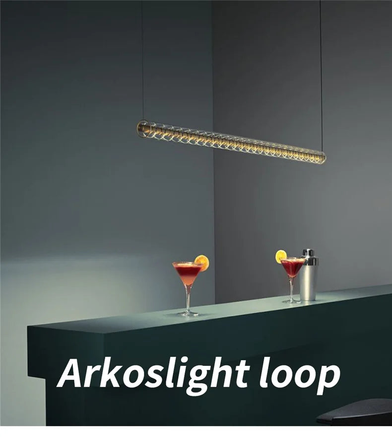 Minimalist Long Glass LED Chandelier