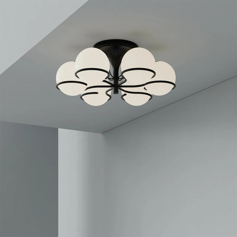 Simple White Glass Ball Chandelier