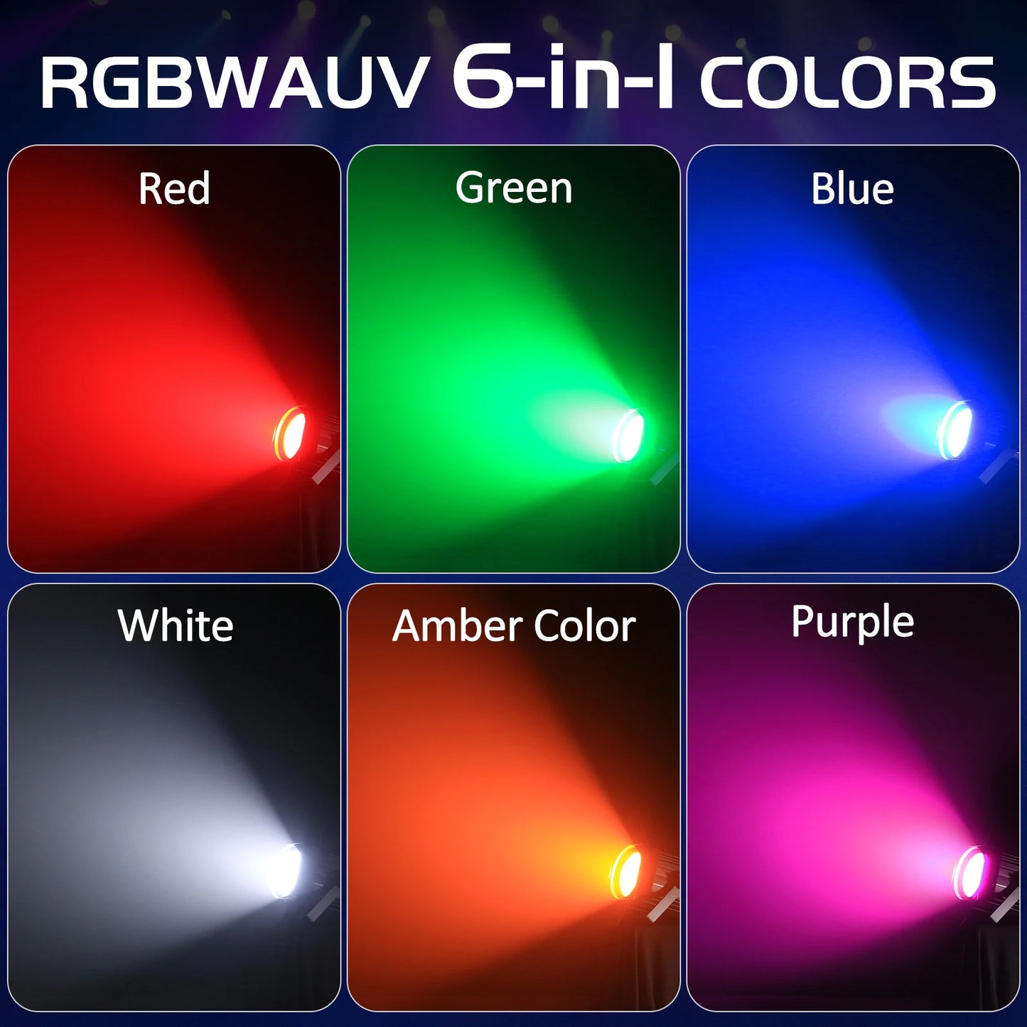 200W 6-in-1 RGBWA+UV COB Par Lights