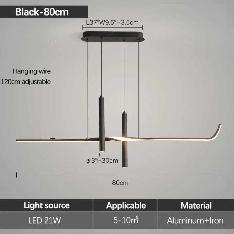 Modern Linear LED Chandelier with Adjustable Spotlights