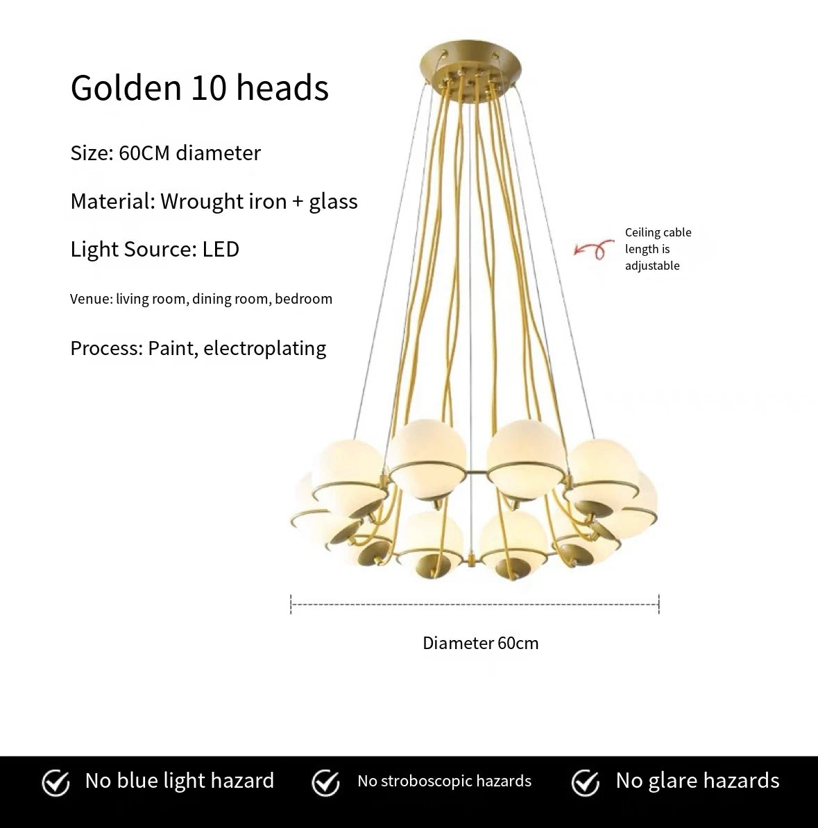 Modern Glass Ball Chandelier with Hand-Blown Spheres and LED Illumination