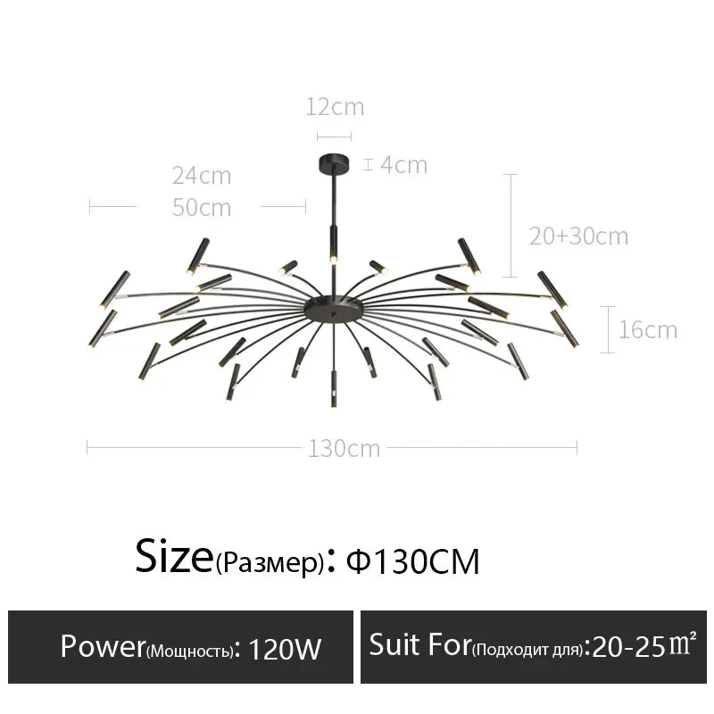 Modern Black Metal Ceiling Spotlight Chandelier