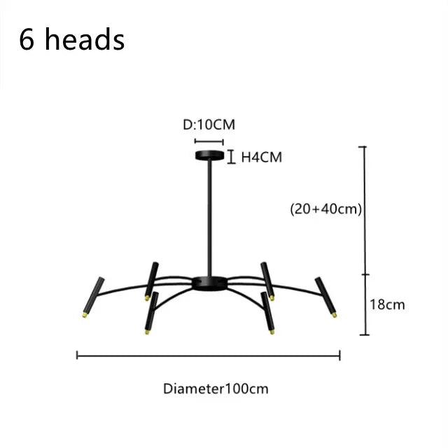 Modern Black Metal Ceiling Spotlight Chandelier
