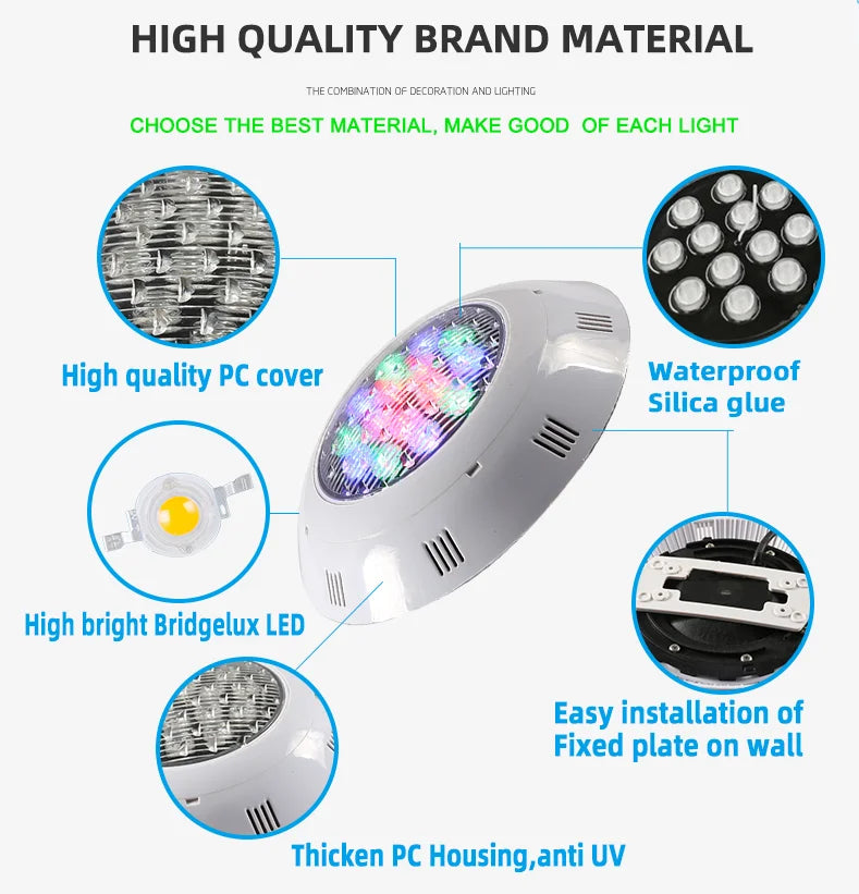 RGB LED Swimming Pool Light with Remote