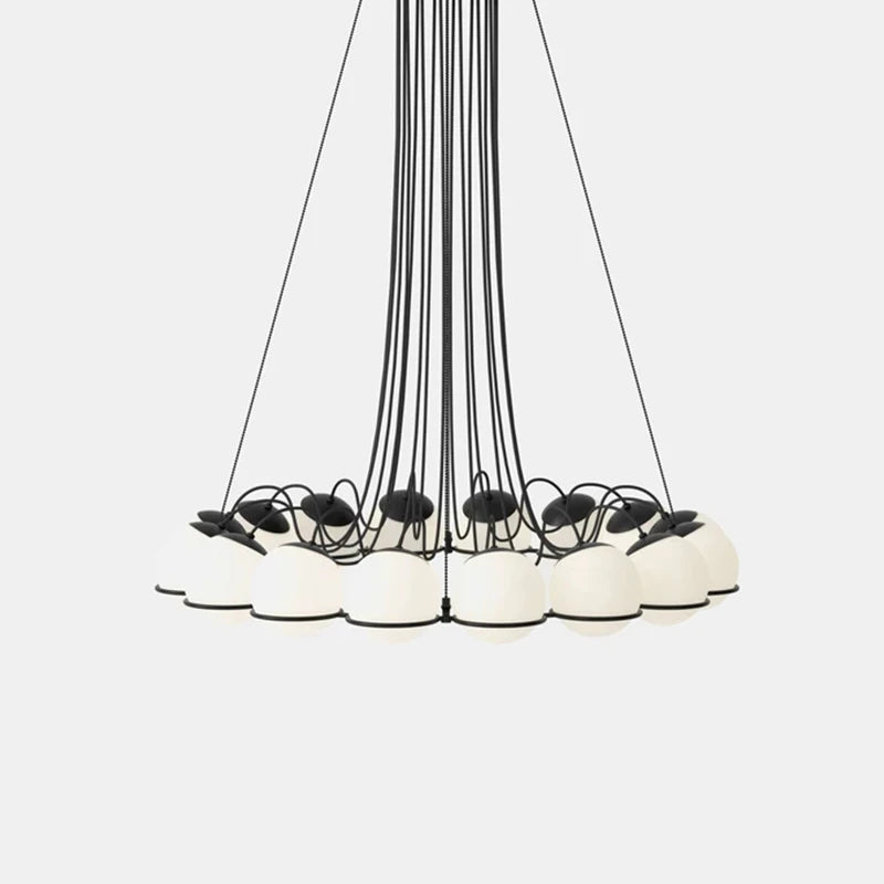 Simple White Glass Ball Chandelier
