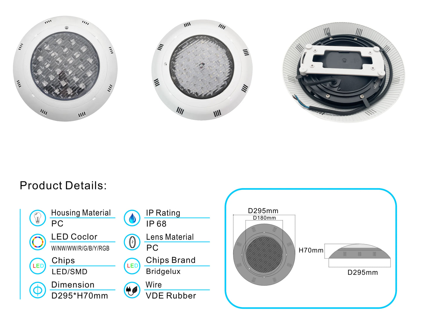 RGB LED Swimming Pool Light with Remote