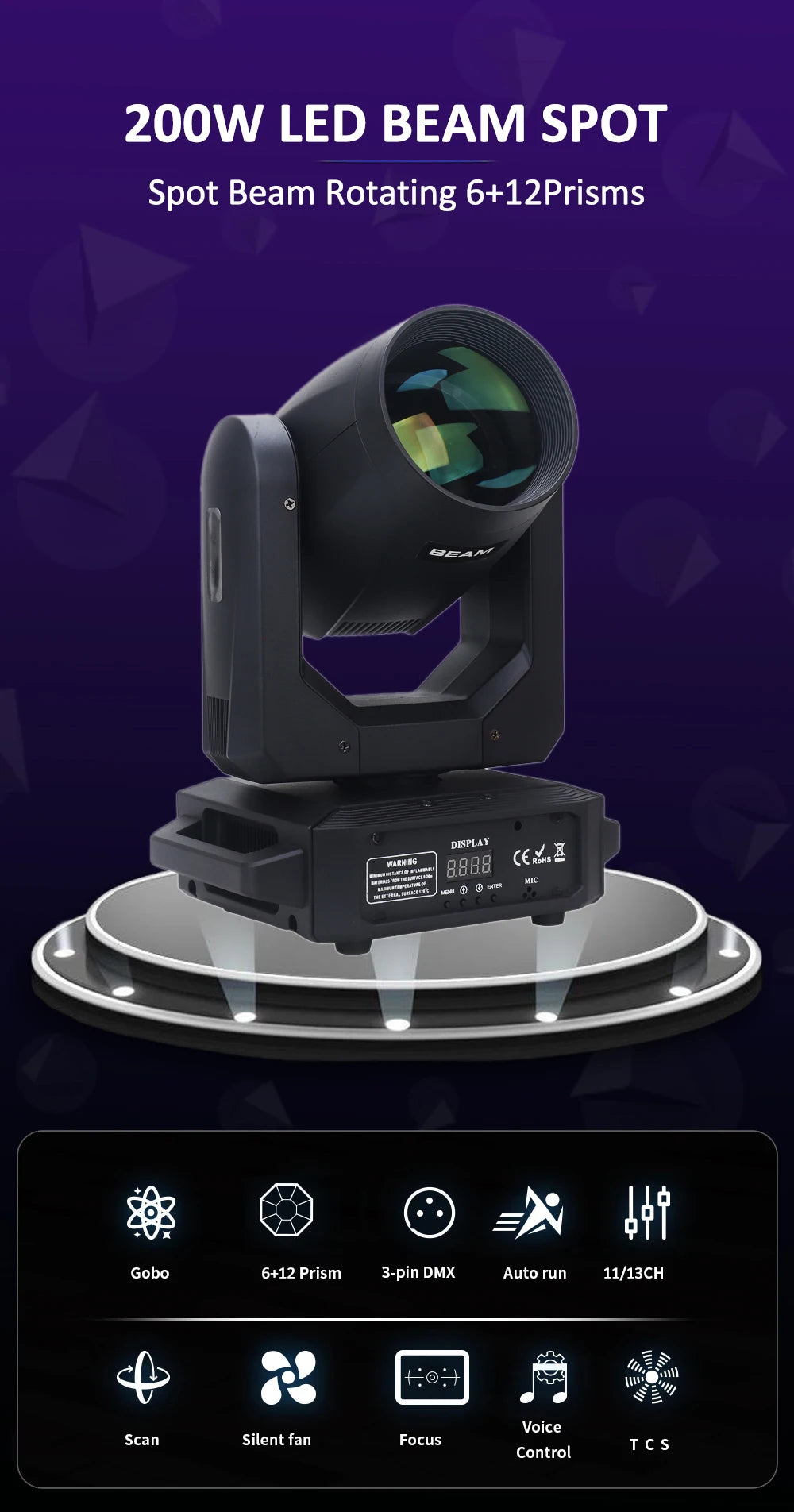 2PCS 200W LED Moving Head Beam & Spot Stage Lights