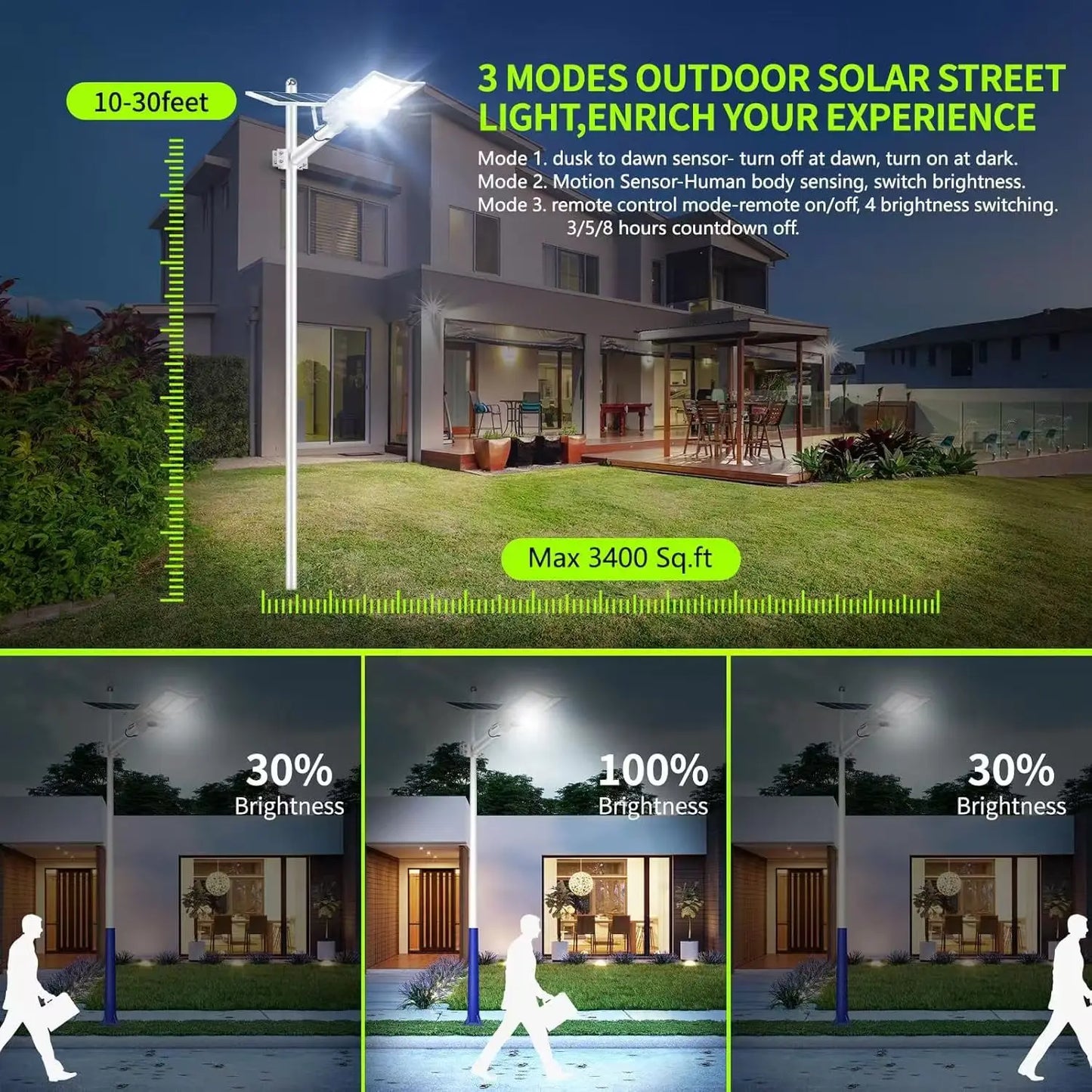 2PCS 10000W Solar Street Lights