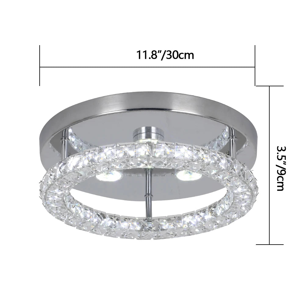 Crystal Flush Mount LED Ceiling Light – Modern Round Chandelier Fixture