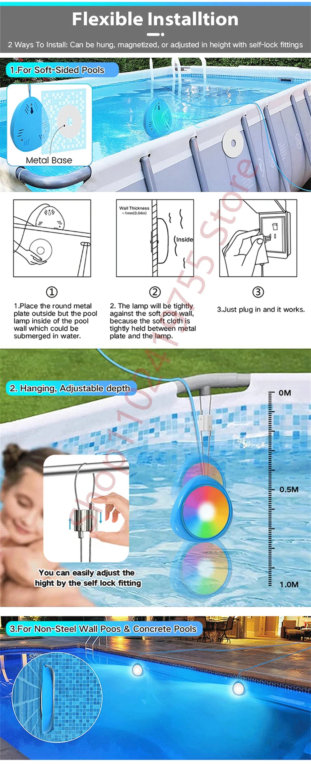 Smart RGB LED Underwater Pool Light 12W–25W