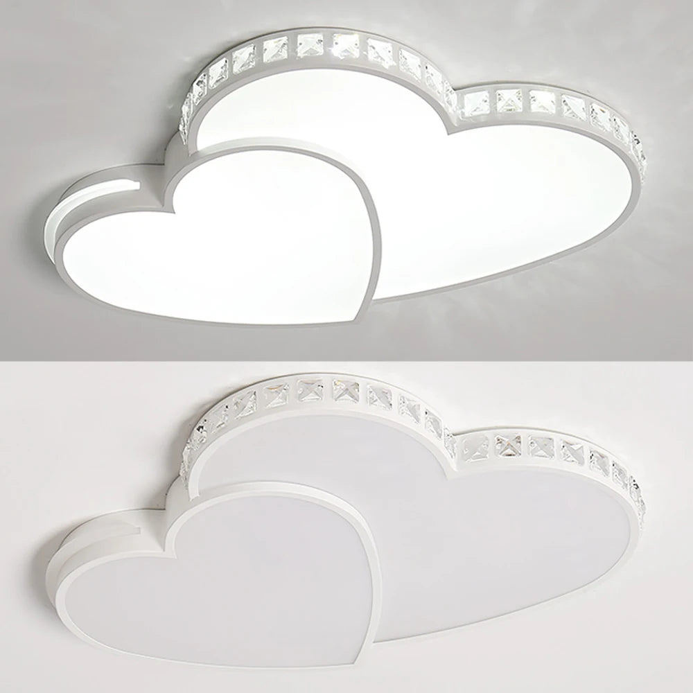 Modern Heart-Shaped LED Ceiling Light with Crystal Design